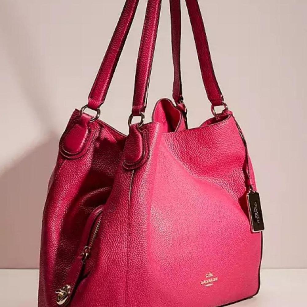 Coach Edie 31 Shoulder Bag Fuchsia Pink Pebbled Leather Tote 57125
